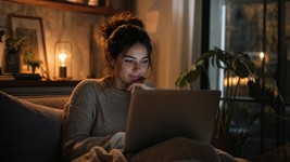 Person using a laptop for online chat and online dating, exploring online communication and digital intimacy trends in chat rooms while building online connections.