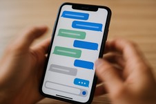 Smartphone with chat bubbles indicating active messaging in a chat room